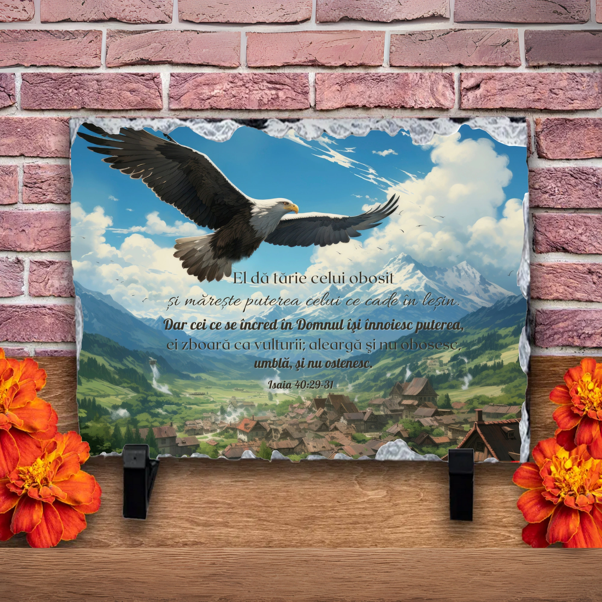 Placa ardezie, verset biblic - El da tarie celui obosit